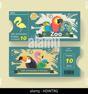 entzückendes 10-jähriges Jubiläum ticket Designvorlage für zoo Stock Vektor