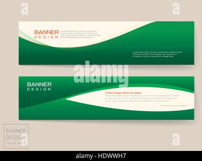 Banner-Design-Vorlagen set mit dynamische Welle grün Stock Vektor