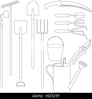 Vektor eingestellt von Handwerkzeugen für die Arbeit im Garten Stock Vektor