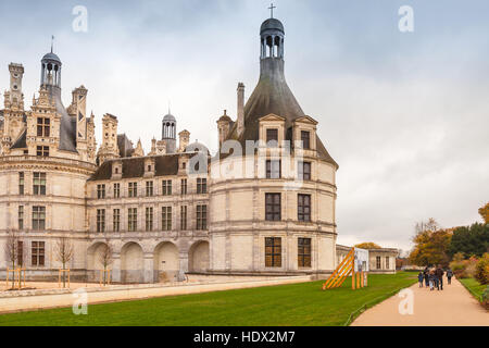 Chambord, Frankreich - 6. November 2016: Chateau de Chambord, mittelalterliche Burg, Loire-Tal. Eines der bekanntesten Burg wegen sehr distincti Stockfoto