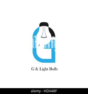 G-Brief/Alphabet Symbol und Glühbirne abstrakte Logo Design Vektor-Vorlage. Corporate Business und Industrie Logo-Idee-Konzept. Vektor-illustration Stock Vektor