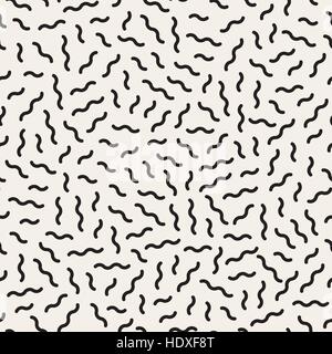 Nahtlose und schwarz wellig durcheinander Formen Vektormuster. Abstrakten geometrischen Hintergrund-Design. Stock Vektor
