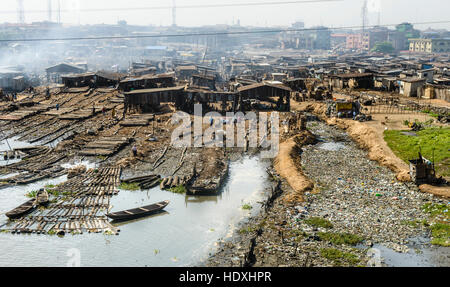 Die schwimmenden Slums von Lagos, Nigeria Stockfoto