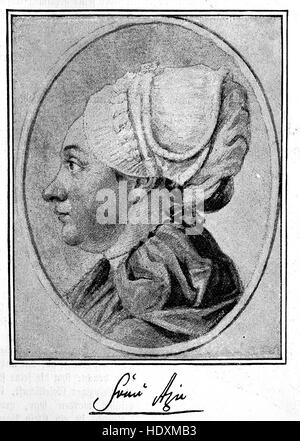 Catharina Elisabeth Goethe, 1731-1808, die Mutter von Goethe, Holzschnitt aus dem Jahr 1882, digital verbessert Stockfoto