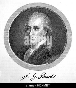 Friedrich Heinrich Jacobi, 1743-1819, ein einflussreicher deutscher Philosoph, literarische Figur, Prominente, Holzschnitt aus dem Jahr 1882, Digital verbessert Stockfoto