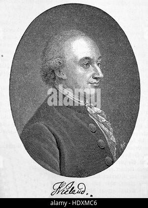 Christoph Martin Wieland, 1733-1813, deutscher Dichter und Schriftsteller, Holzschnitt aus dem Jahr 1882, digital verbessert Stockfoto