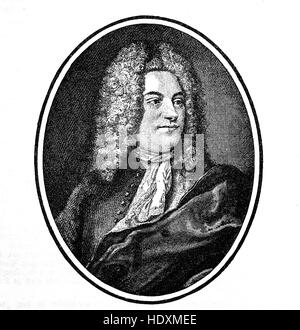 Barthold Heinrich Brockes, 1680-1747, ein deutscher Dichter, Holzschnitt aus dem Jahr 1882, Digital verbessert Stockfoto