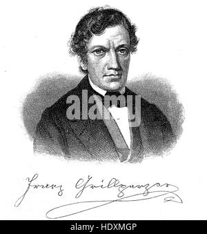 Franz Seraphicus Grillparzer, 1791-1872, ein österreichischer Schriftsteller, Holzschnitt aus dem Jahr 1882, digital verbessert Stockfoto