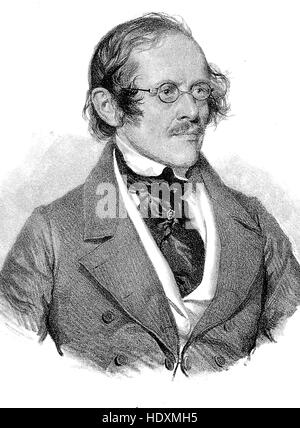 Eduard von Bauernfeld, 1802-1890, österreichischer Dramatiker, Holzschnitt aus dem Jahr 1882, digital verbessert Stockfoto