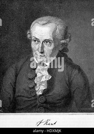 Immanuel Kant, 1724-1804,s verbessert ein deutscher Philosoph, der als die zentrale Figur der modernen Philosophie, Holzschnitt aus dem Jahr 1882, digitale gilt Stockfoto