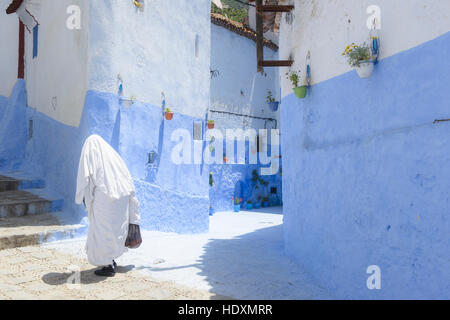 Straßen und Gassen der Medina von Chefchaouen, Marokko Stockfoto