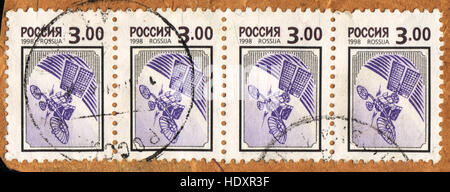 Eine Briefmarke gedruckt in Russland zeigt Raumstation, 1998 Stockfoto