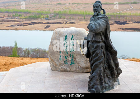 Wang Wei-Statue am Shapotou Scenic Area, Zhongwei, Ningxia, China Stockfoto