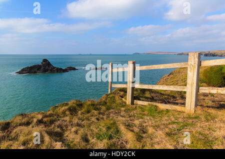 Küstenpfad am Porthcothan in North Cornwall Stockfoto