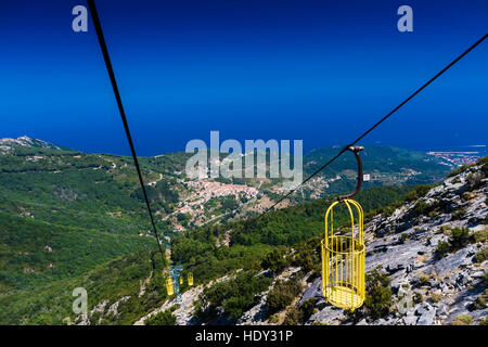 Seilbahn Monte Capanne in Insel Elba, Italien Marciana verlinken Stockfoto