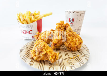 KFC Kentucky Fried Chicken, Essen hot Wings Menü Stockfoto