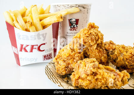 KFC Kentucky Fried Chicken, Essen hot Wings Menü Stockfoto