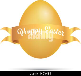 Ostergrüße mit goldenen Ei und Scroll isoliert Stock Vektor