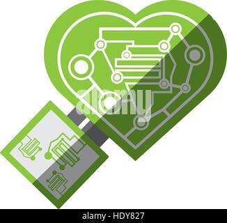 Computer Schaltung Herz elektronisches Bauteil Stock Vektor
