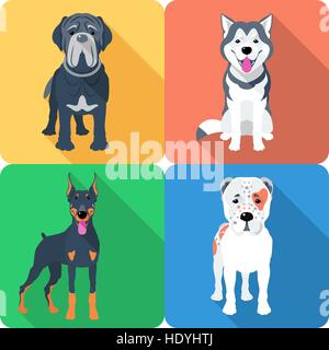 Set 9 Hund Symbol flaches design Stock Vektor