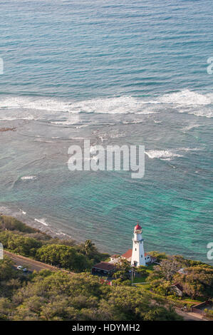 Diamond Head Lighthouse, Diamond Head State Monument (Leahi Krater), Honolulu, Oahu, Hawaii. Stockfoto