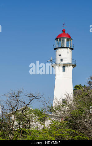 Diamond Head Lighthouse, Diamond Head State Monument (Leahi Krater), Honolulu, Oahu, Hawaii. Stockfoto