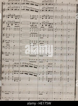 *La Marquise* ist eine einaktige opéra comique, die 1835 komponiert wurde. Die leichtsinnige Oper mit französischen Charakteren spiegelt den populären musikalischen Geschmack des frühen 19. Jahrhunderts wider, wobei der Schwerpunkt auf romantischer Komödie und Witz liegt. Stockfoto