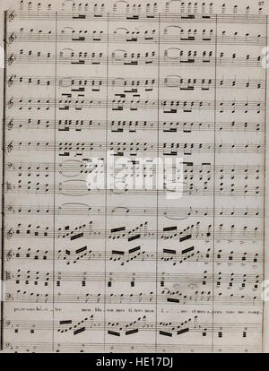 *La Marquise*, eine Opernkomique aus dem Jahr 1835, ist hier in einer Aufführungsumgebung dargestellt. Die Oper mit einem Akt thematisiert Themen der Liebe und Komödie, die typisch für dieses Genre sind, und bietet eine Momentaufnahme der französischen Opernkultur des 19. Jahrhunderts. Stockfoto