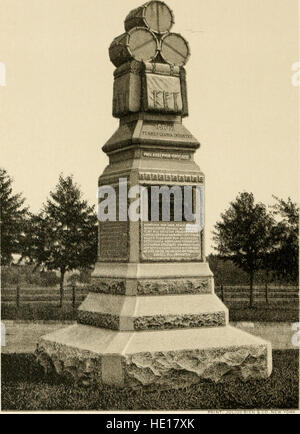 Pennsylvania bei Gettysburg - Zeremonien bei der Weihung der Denkmäler des Commonwealth of Pennsylvania, Generalmajor George G. Meade, Generalmajor Winfield S. Hancock, Major Stockfoto