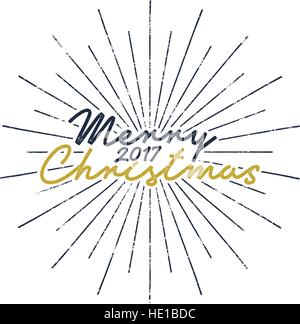 Frohe Weihnachten und Happy New Year-Schriftzug, Urlaubswunsch, Spruch und Vintage Label. Saison Grüße Kalligraphie. Saisonale Typografie Gestaltung. Holi Stock Vektor