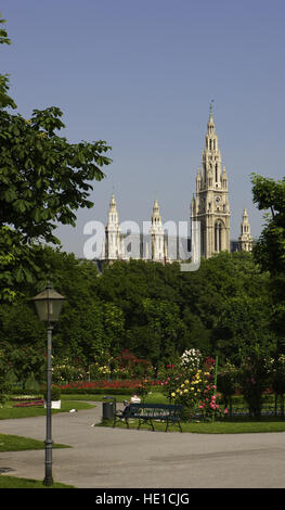 Rathaus Wien, Blick vom Volksgarten Park, Austria, Europe Stockfoto