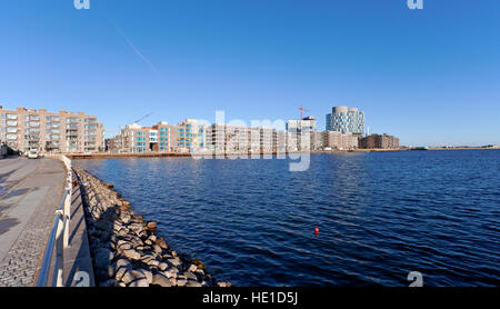 Spannende neue attraktive Wohn- und Bürohaus Quartier, Sandkaj Brygge in Nordhavn, Nordhafen in Kopenhagen. Portland-Türme. Stockfoto