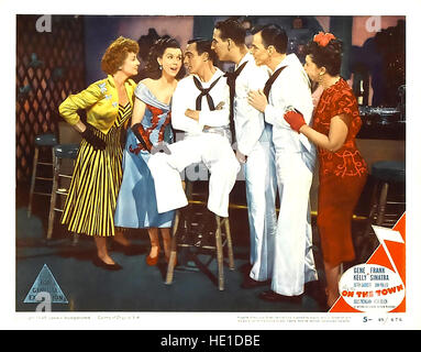 AUF die Stadt 1949 MGM film Musical mit Gene Kelly (sitzend) neben Ann Miller. Frank Sinatra 2.v.r. Stockfoto