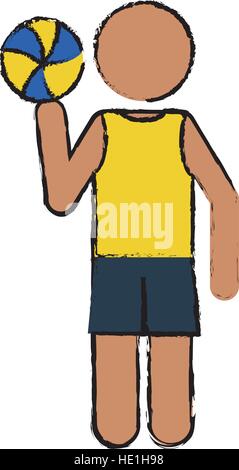 Zeichnung Spieler Volleyball gelben tshirt Stock Vektor