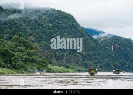 Fluss-Landschaft am Fluss Mekong River Tourist cruise Boote Stockfoto