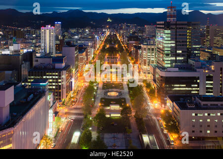 Stadtbild von Sapporo im Odori Park, Hokkaido, Japan.Sapporo ist die viertgrößte Stadt in Japan. Stockfoto