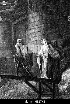 Die Kaiserin Matilda, King Stephen Vetter und seinen Rivalen um den Thron, Flucht aus Oxford Castle im Jahre 1141 während der Anarchie, die von 1135 und 1154 dauerte. Stockfoto