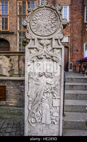 Polen, Pommern, Gdansk (Danzig), Gotyk House at Frauengasse (Mariacka Street) mit dekorativ verzierten Treppe Stockfoto