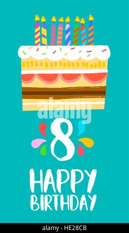 Geburtstag Karte 8 Jahr Stock-Vektorgrafik - Alamy