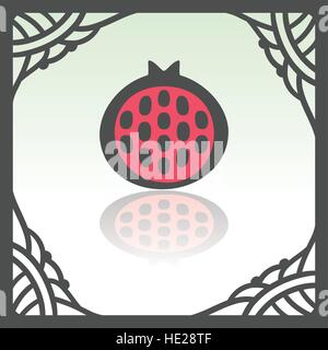 Vektor Übersicht Granatapfel Obst essen-Symbol in der hand gezogen Rahmen. Elemente für mobile Konzepte und Web-apps. Modernen Infografik Logo und Piktogramm. Stock Vektor