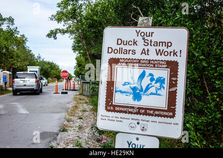 Florida Sanibel Island, J. N. J.N. JN Ding Darling National Wildlife Refuge, Entenstempel, Schild, FL161129241 Stockfoto