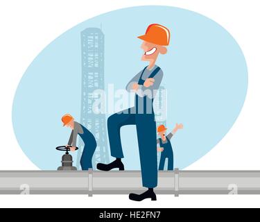 Vektor-Illustration eines Ölmann und Rohr Stock Vektor