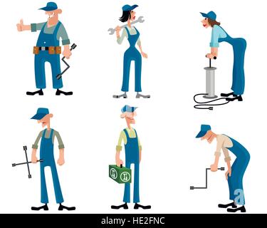 Vektor-Illustration eines Auto-Mechanik-Sets Stock Vektor