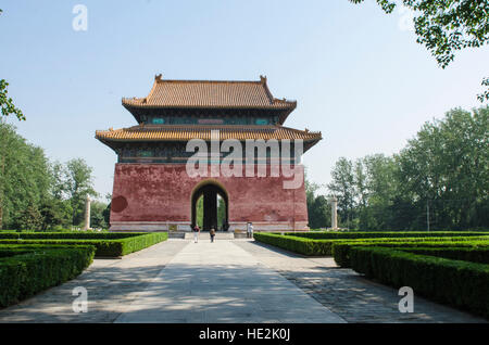 Shen Gong Sheng De Stele Pavillon Heiligen Weg der Ming Gräber Changping Mausoleen, Beijing, China. Stockfoto