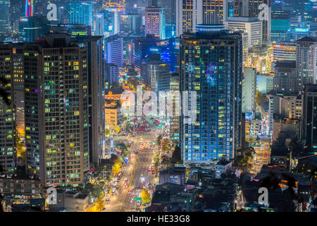 Korea, Seoul in der Nacht, Südkorea Skyline der Stadt. Stockfoto