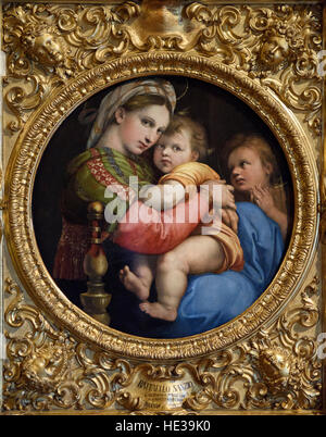 Raphael - Raffaello Sanzio da Urbino (1483-1520), La Madonna della Seggiola aka Madonna des Stuhls, ca. 1513-1514. Stockfoto