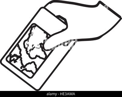 Hand hält Kreditkarte Bank Linie Stock Vektor