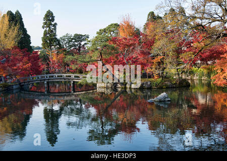 Herbstfarben im Hojo Teich am Eikan-Do-Tempel, Kyoto, Japan Stockfoto