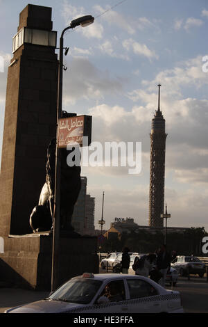 Cairo nahe Qasr El Nil Bridge nach es geregnet, Kairo, Ägypten hat Stockfoto