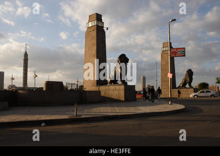 Cairo nahe Qasr El Nil Bridge nach es geregnet, Kairo, Ägypten hat Stockfoto